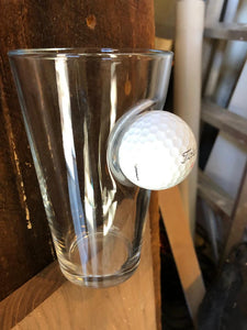 Ben Shot Titliest Golf ball glass, Glass embedded with a golf ball