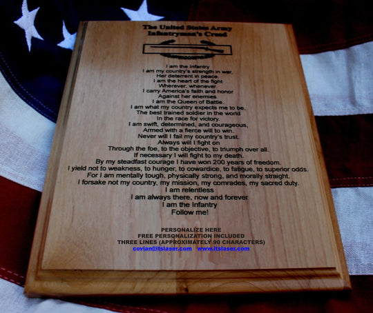 Us Army Infantryman's Creed Plaque, Combat Infantryman Badge Cib 