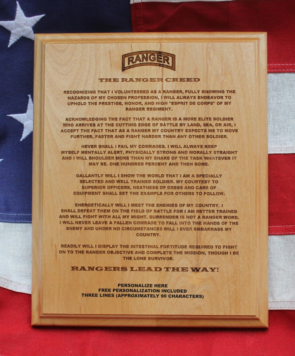 US Army Ranger Creed Plaque
