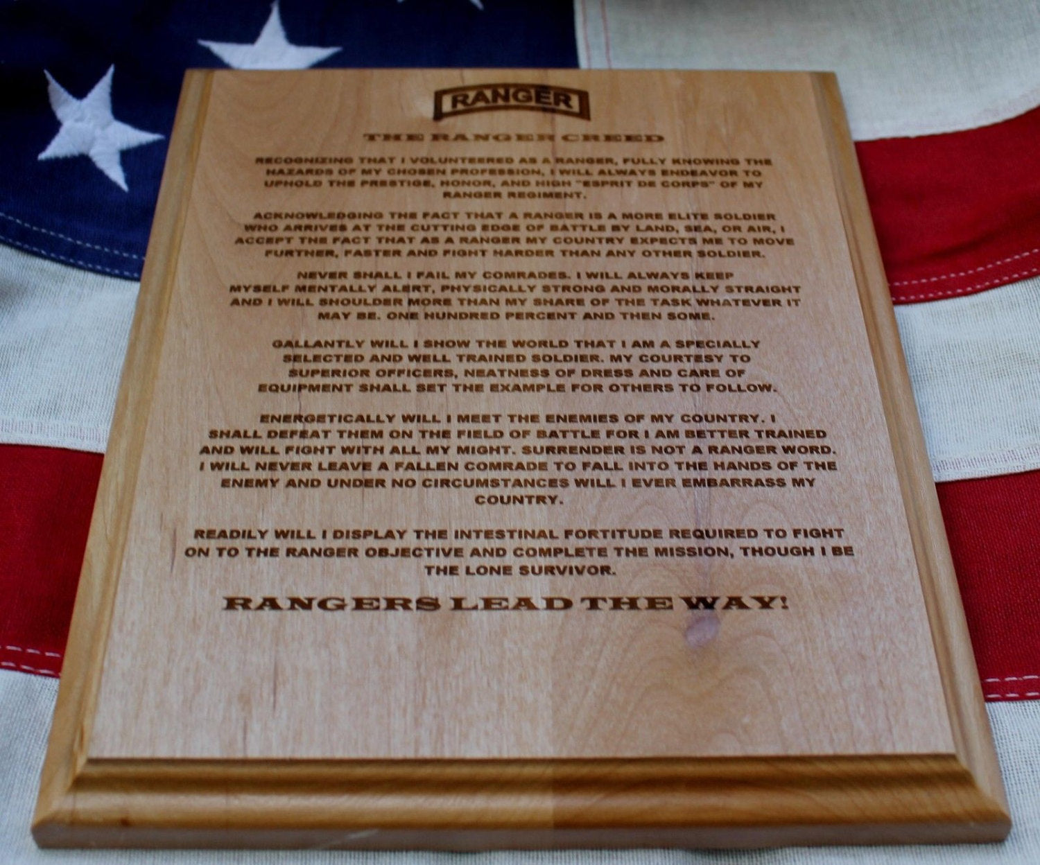 US Army Ranger Creed Plaque
