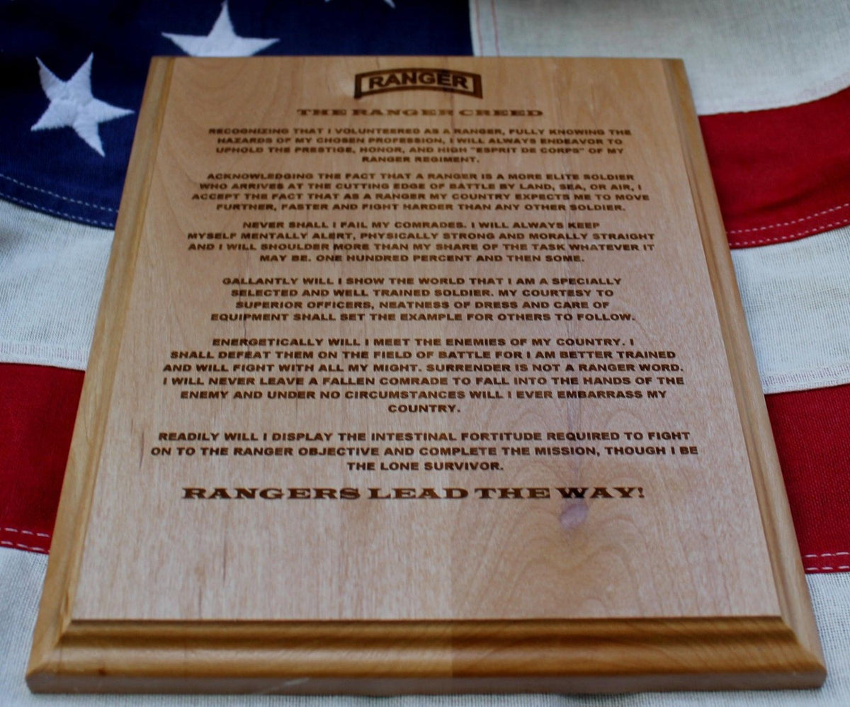 US Army Ranger Creed Plaque – ItsLaser Engraving