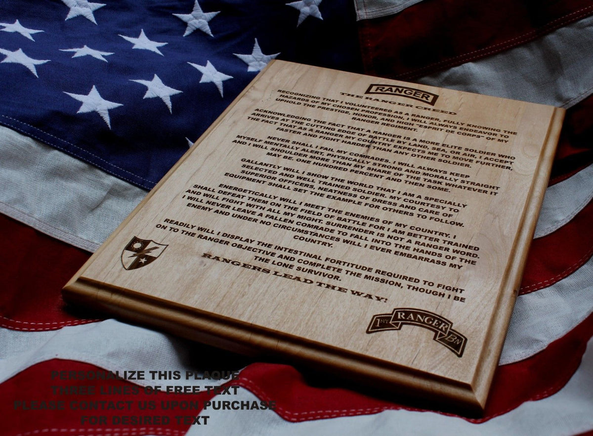 US Army Ranger Creed Plaque, 75th Ranger Regiment – ItsLaser Engraving